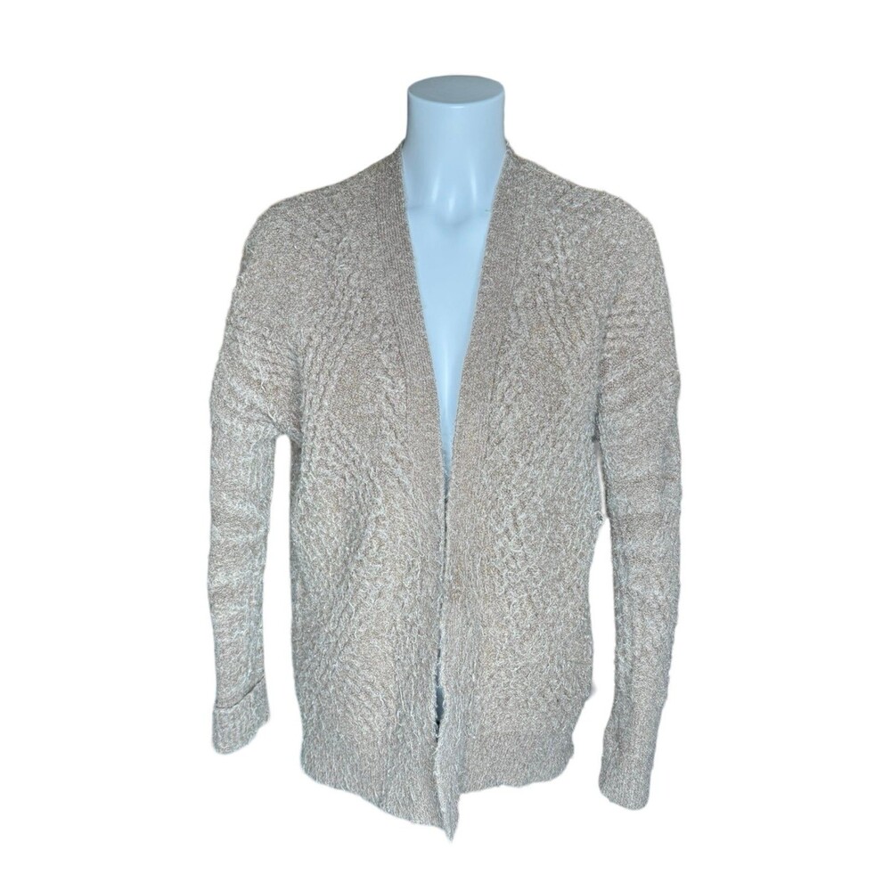 Moth by Anthropologie Nubby Cardigan Sweater Taupe Soft Thick Warm XS
